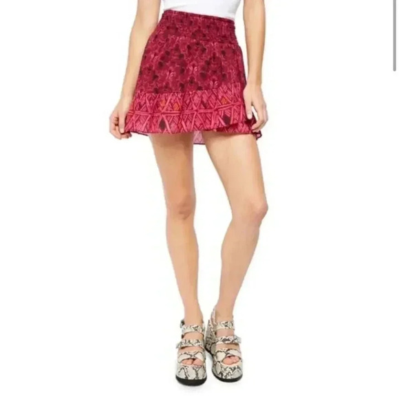 Free People Riviera Smocked Mini Skirt size XS - Picture 2 of 9